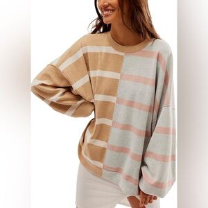 Free People Uptown Stripe Pullover Oversized